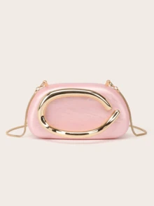 Milky Way Acrylic Clutch Purse For Women Marbling Evening Wedding Handbags Acrylic Shell Box Purses For Party Prom Cocktail - Light Pink - View 2