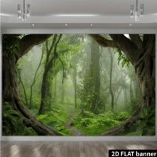 7x5ft Jungle Forest Photography Backdrop Tropical Rainforest Natural Scenery Background Kids Adults Party Decoration Photo Booth Props - Multicolor 1 - View 3
