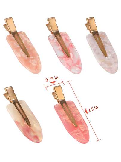 5pcs/10pcs Set Anti-Bending Hair Clips, Acetate Flat Duck Clips, Seamless Bangs Hair Clips, Makeup Hairstyle Accessories For Women, Pink Opal Color, Hair Claw Clips