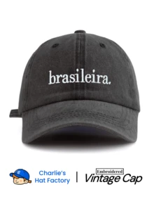 1pc Brazil Style Embroidered Washed Baseball Cap - Retro Aesthetic Sun Hat - Vintage Soft Adjustable Cap Suitable For Travel & Streetwear - Brasileira. - View 17