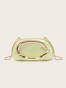 Bolso de Mano de Acrílico Milky Way para Mujer, Bolsos de Noche para Bodas con Diseño Marmoleado, Bolsos de Acrílico para Fiesta, Graduación y Cóctel - Verde pálido - Ver 3