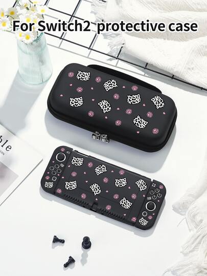 1pc Leopard Cat Head & Paw Heart Pattern Switch Protective Case, New Switch2 (2025) Game Console Accessories Protective Cover, Game Console Storage Bag, Suitable For Switch2 (2025) / Switch OLED, Best Gift For SWITCH Players