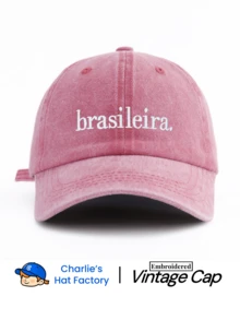 1pc Brazil Style Embroidered Washed Baseball Cap - Retro Aesthetic Sun Hat - Vintage Soft Adjustable Cap Suitable For Travel & Streetwear - Brasileira. - View 10