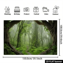 7x5ft Jungle Forest Photography Backdrop Tropical Rainforest Natural Scenery Background Kids Adults Party Decoration Photo Booth Props - Multicolor 1 - View 6