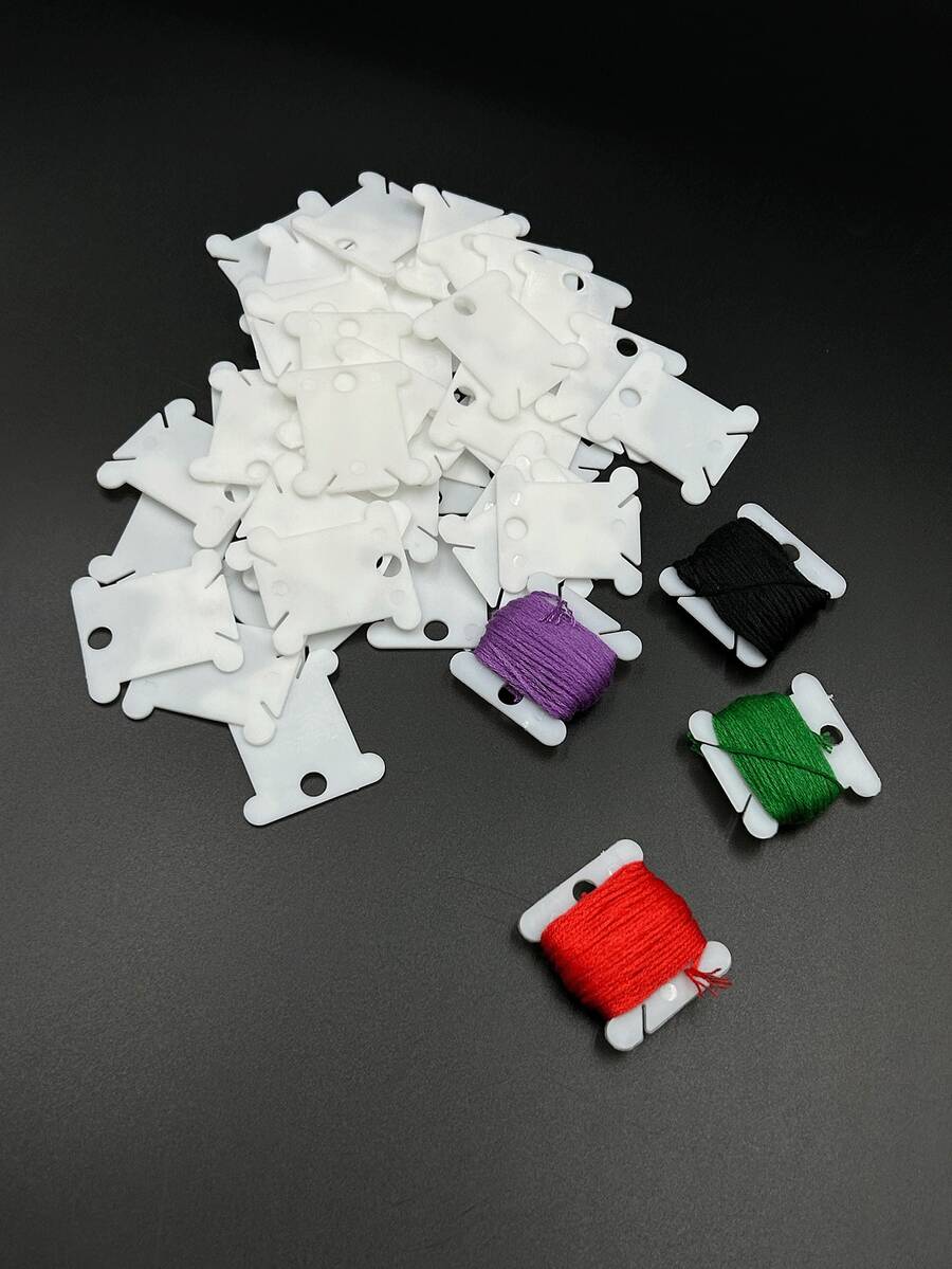 50个白色塑料线轴，十字绣绣线收纳器，DIY缝纫绣线线轴，塑料线轴，硬质线轴 - 繞線板 - 查看 1