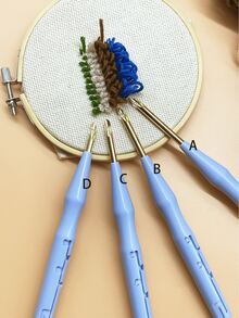 4 Adjustable Blue Embroidery Punch Needle With 3.5mm Needle Tip, 18.5cm/7.28 Inch Length, Suitable For Punch Embroidery, Rug Hooking, DIY Handcraft Projects - Puncture Needle - View 6