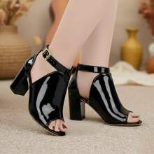 Zamarini Women's Ankle Boots Sandals, Comfortable, Soft, Casual - 黑色清漆 - 查看 2