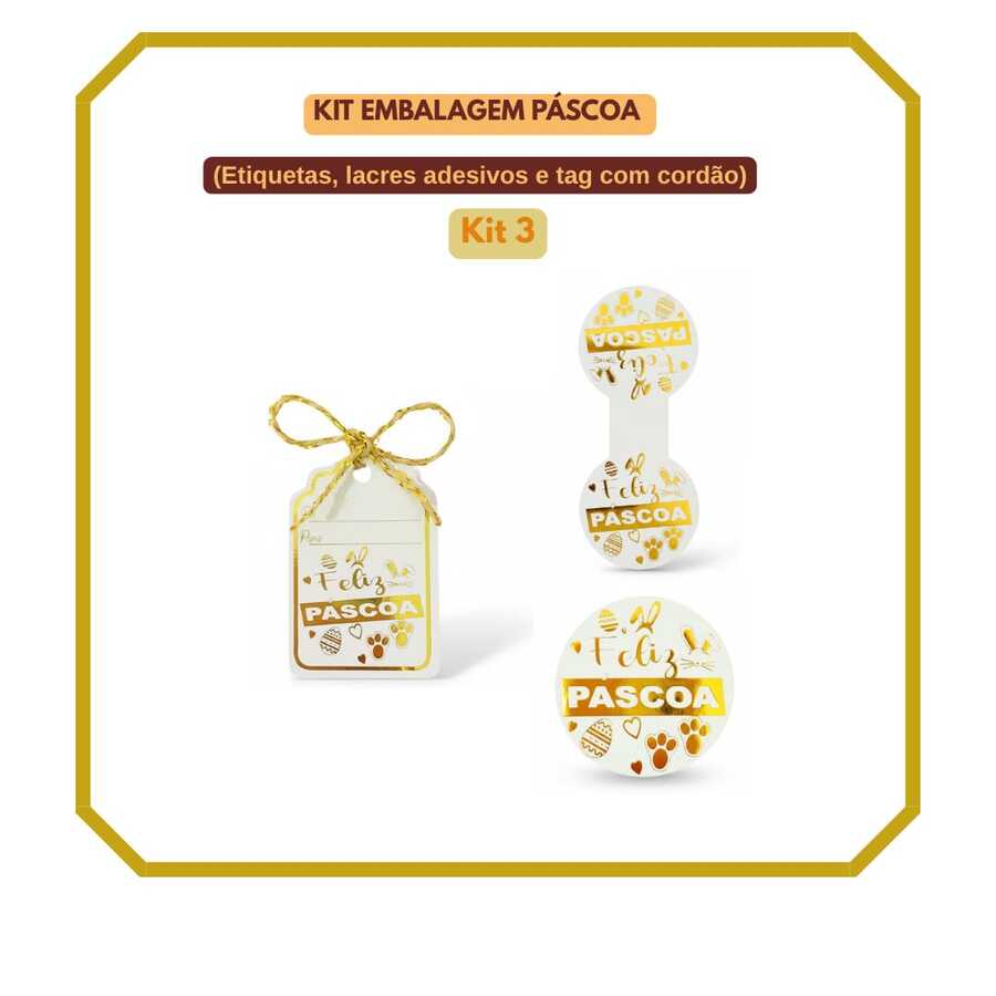 Kit Embalagem Páscoa Etiquetas Lacre Adesivo E Tags 50 Unid - KIT 03 - Visão 1