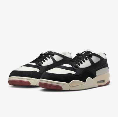  Nike 新款 Air Cushion 缓震男士户外篮球鞋，AJ4 RM 稳定足感，轻便舒适高帮篮球鞋，黑白红休闲运动鞋，篮球场必备，FQ7939-100