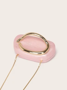 Milky Way Acrylic Clutch Purse For Women Marbling Evening Wedding Handbags Acrylic Shell Box Purses For Party Prom Cocktail - Light Pink - View 5