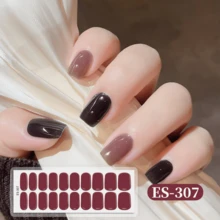 20 miếng dán móng tay gel bán khô, chất lượng salon, bền lâu, dễ dán và gỡ bỏ, cần đèn UV để làm khô. - Đỏ - Xem 8