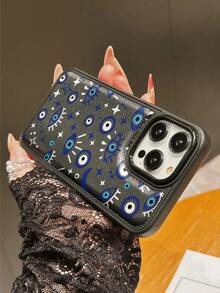 1pc New Arrival Hot-Selling Black Devil Eye Pattern Protective Phone Case Compatible With IPhone 17 Pro Max/17/17 Pro/16 Pro Max/16/16 Pro/15 Pro Max/15 Pro/15/14 Pro Max/14 Pro/14/13 Pro 13/12 Pro/12/11, Suitable As New Year, Ramadan, Holiday, Birthday Gift For Family, Friends, Girlfriend, Boyfriend Or Personal Use - Black - View 5