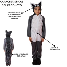 LA CASA ENCANTADA Disfraz Primavera Mapache Unisex Niño - Gris Claro - Ver 3
