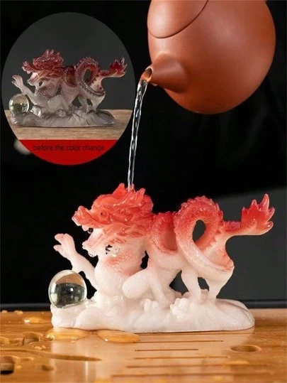 1pc Tea Pet Decoration, Color-Changing Auspicious Dragon Ornament, Feng Shui Pixiu Figurine, Symbolizing Good Luck And Wealth Attraction, Tea Table Decor, Holiday Gift
