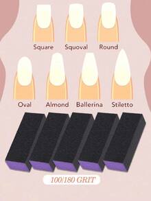 20pcs Nail Buffer Block, Medium/Fine Grit 100/180 Finishing Buffers For Acrylic Nails Gel Polish Nails, 3 Way Professional Pedicure Manicure Buffer Kits - Multicolor - View 2