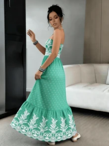 Women's Strapless Dress, Casual Holiday Dress Sizes S M L - 檸檬綠 - 查看 3