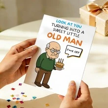 1pc Funny Birthday Cards For Men, Humorous Rude Birthday Card For Dad Husband Brother & Male Friend, Hilarious Birthday Cards With Sweet Little Old Man Design, Funny Birthday Gifts For Men - View 6