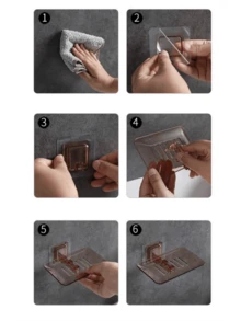 1pc Transparent Soap Dish, Adhesive Wall-Mounted Soap Holder, Suitable For Bathroom, Kitchen, Shower - Multicolor - View 7