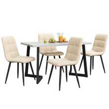 117cm Dining Table With 4 Chairs, Rectangular Table, Modern Kitchen Table Set, Beige Velvet Chairs, Black Table Legs. - Light Brown - View 3