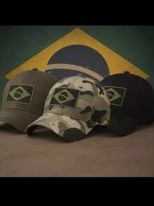 Brazil Flag Camouflage Tactical Military Army Men's Patriot Cap Black Beige Navy Blue Cotton - màu xanh lá - Xem 5