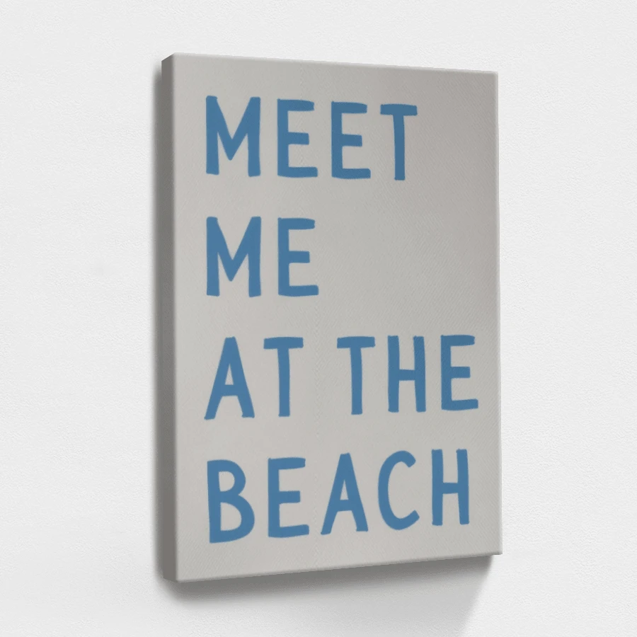 1pc Meet Me At The Beach Wall Art, Minimalist Motivational Framed Wall Art, Wrapped Canvas Poster Vintage Prints, Meet Me At The Beach - Minimalist, Minimalist, Modern, Clean Style, Birthday Party Decor, Decorative Wall Art For Living Room Bedroom Office, Hanging Hardware Included - Wrapped Framed Canvas, Vertical - Framed Canvas - View 1