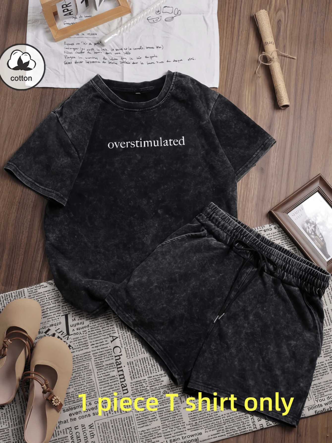 1Piece T Shirt Only Trus Cotton, Summer Women's Clothing Fun Prints Street Vintage Simple Letter Prints, Hip-Hop Korean Style Comfortable Commuting All-Match Women's Clothing, Regular Niche Fashion Women's Clothing Y2k Clothing Punk Rock Grunge Graphic Tees, Women's Clothing Washed T-Shirt Short Sleeve - màu đen - Xem 1