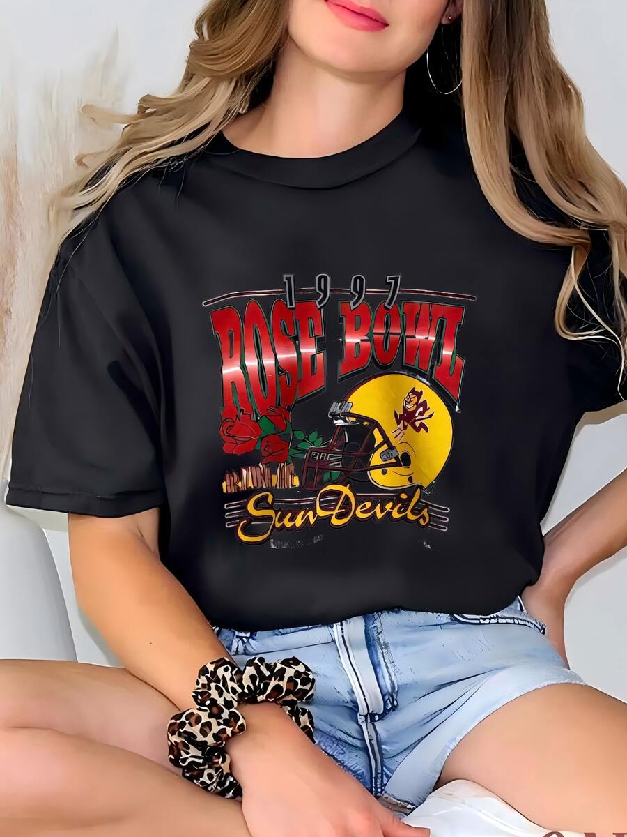 90s Universidad Estatal De Arizona 'sun Devils' Crewneck Suéter Impresión Logotipo Color Gris Hombre L Camiseta - Negro - Ver 1