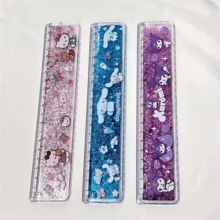SANRIO (授權) &Melody 尺,學生創意量尺,卡通夢幻沙紋彩繪尺,適用於情人節、繪畫、書寫、婚禮、旅行配件、生日禮物,以及返校季必備文具 - 卡通 - 查看 4