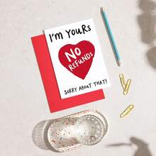 1pc Funny Anniversary Greeting Card – I'm Yours Love Romantic Cards For Wife Husband – 300GSM Boyfriend Or Girlfriend Valentines Day Card With Red Envelope (I'm Yours) - View 8