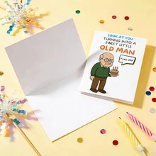 1pc Funny Birthday Cards For Men, Humorous Rude Birthday Card For Dad Husband Brother & Male Friend, Hilarious Birthday Cards With Sweet Little Old Man Design, Funny Birthday Gifts For Men - View 7