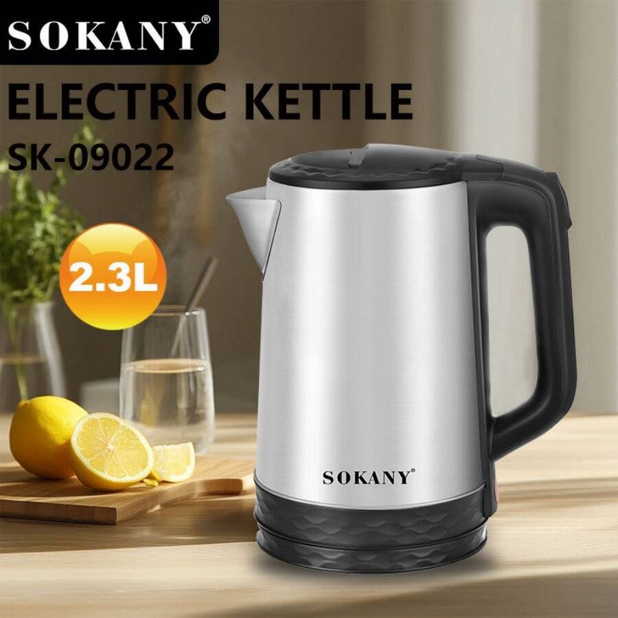 SOKANY 09022 電熱水壺,不鏽鋼機身,2.3L大容量,1500W快速沸騰,一鍵開關,304材質確保飲水更安全,適用於居家、宿舍、辦公室等場景 - 查看 1