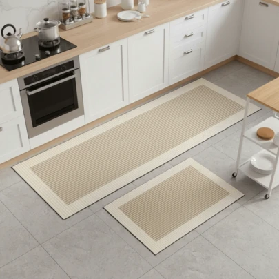 1件装极简条纹厨房地垫套装，吸水防滑硅藻土材质，适用于厨房台面、水槽边、玄关、洗衣房、床边、门垫、小地毯、迎宾垫、厨房地毯、厨房垫、厨房地毯、门垫、小地毯、地毯、走廊地毯、垫子、区域地毯、户外垫、家居装饰、区域地毯、卧室地毯、可水洗地毯