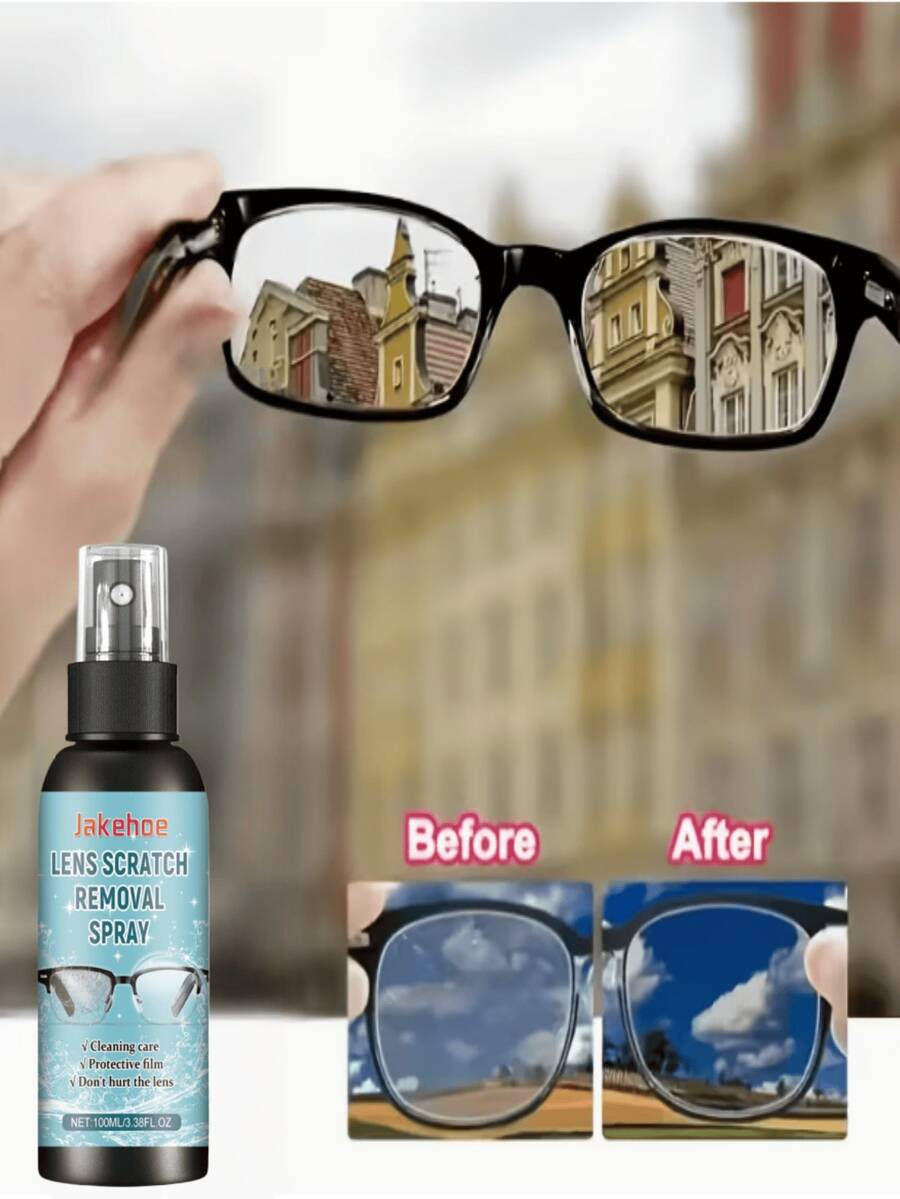 100ml Portable Eyeglass Lens Scratch-Resistant Protective Spray, Lens Coating Protector, Anti-Scratch, Anti-Wear, Coated Protection, Extend Lifespan, Forms Invisible Protective Film, Reduces Daily Scratches And Wear, Removes Stains, Fingerprints, Grease, Dust, Suitable For Helmets, Goggles, Car Windows, Side Mirrors, Glasses, Professional Lens Repair Product, Excellent Gift For Family, Friends And Colleagues