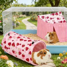 Guinea & Hamster Hideout, Small Pet Tunnel &Tube, Soft Fleece Small Animal Tunnel Tube & Mat & Corner Hideout Cage Accessories For Guinea, Rabbit, Ferret, Chinchilla, Hedgehogs. - View 19