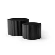 Modern Matte Black Wavy Side Table Set - Set Of Two Nested, Seamless Side Tables 60*40 + 48*35 - Black - View 9
