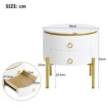 Side Table/Coffee Table With Drawers, Special Marble-Textured Surface, Gold-Tone Legs And Handles, Adjustable - White - View 6