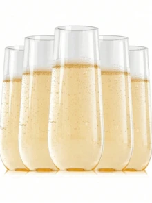 香檳杯 2/5/8/10入 266ml 透明 PET 派對杯，適用於水、果汁、調酒、葡萄酒和甜點，適合餐飲活動、大型場地、餐廳、婚禮、生日派對、節日和聖誕節 - 查看 5