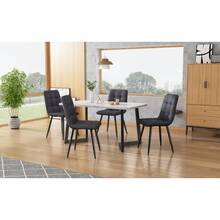 117cm Dining Table With 4 Chairs, Rectangular Dining Table, Modern Kitchen Table And Chair Set, Dark Grey Linen Dining Chair, Black Table Legs - Grey - View 5