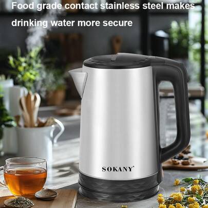 SOKANY 09022 Household Electric Kettle, Stainless Steel Electric Kettle, 2.3L Large Capacity, 1500W Fast Boiling, One-Touch Switch, 304 Material, Meets Food Contact Standards, Safer Drinking Water, Suitable For Home, Dorm, Office And Other Scenarios