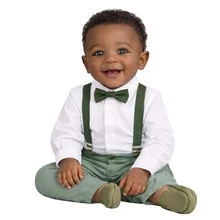 Miguelito Moda Infantil Children's Social Set Wedding Baptism Page Boy Olive Green - Moss Green - Baby Groom Entrance Ring - 橄欖綠 - 查看 1