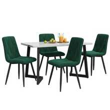 Dining Table And Chair Set (117x68 Cm Dining Table With 4 Chairs), Rectangular Dining Table, Modern Kitchen Table And Chair Set, Dark Green Velvet Twill Dining Chair, Black Table Legs - Green - View 7