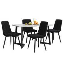 Dining Table And Chair Set (117x68 Cm Dining Table With 4 Chairs), Rectangular Dining Table, Modern Kitchen Table And Chair Set, Black Velvet Twill Dining Chair, Black Table Legs - Black - View 8