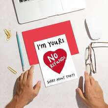 1pc Funny Anniversary Greeting Card – I'm Yours Love Romantic Cards For Wife Husband – 300GSM Boyfriend Or Girlfriend Valentines Day Card With Red Envelope (I'm Yours) - View 9