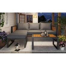 Ensemble de loisirs de jardin, ensemble de canapé de jardin pour 3 - 4 personnes, ensemble de canapé d'extérieur moderne, ensemble de meubles de jardin en fer galvanisé, meubles de loisirs, ensemble de balcon, jardin et terrasse - Gris - Voir 5
