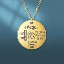 定制激光雕刻不锈钢婴儿姓名、生日、周年纪念、体重吊坠项链，在欧美地区广受欢迎 - 款式2 - 查看 9