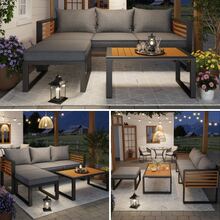 Ensemble de loisirs de jardin, ensemble de canapé de jardin pour 3 - 4 personnes, ensemble de canapé d'extérieur moderne, ensemble de meubles de jardin en fer galvanisé, meubles de loisirs, ensemble de balcon, jardin et terrasse - Gris - Voir 1