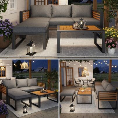 Garden Leisure Set, Garden Sofa Set For 3-4 People, Modern Outdoor Sofa Set, Galvanized Iron Garden Furniture Set, Leisure Furniture, Balcony Set, Garden And Terrace