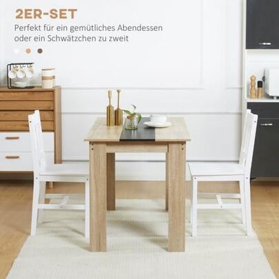 Set Of Two Solid Wood Dining/Kitchen Chairs, Dimensions: 41 Cm X 46.5 Cm X 85.5 Cm, White