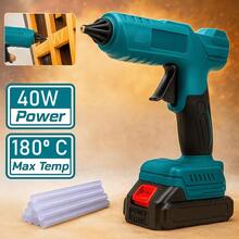 Pistola De Cola Quente Sem Fio Profissional + 2 Baterias 21v Recarregáveis – LWJ265 - Azul - Visão 2