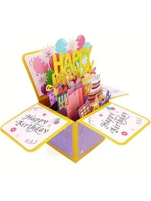 通用3D立体生日贺卡，纸质3D生日贺卡，附赠空白卡片和信封，独特的生日礼物，适合送给女性、男性、丈夫、妻子、母亲、父亲、女儿，也适合作为返校用品。 - 單件 - 查看 16